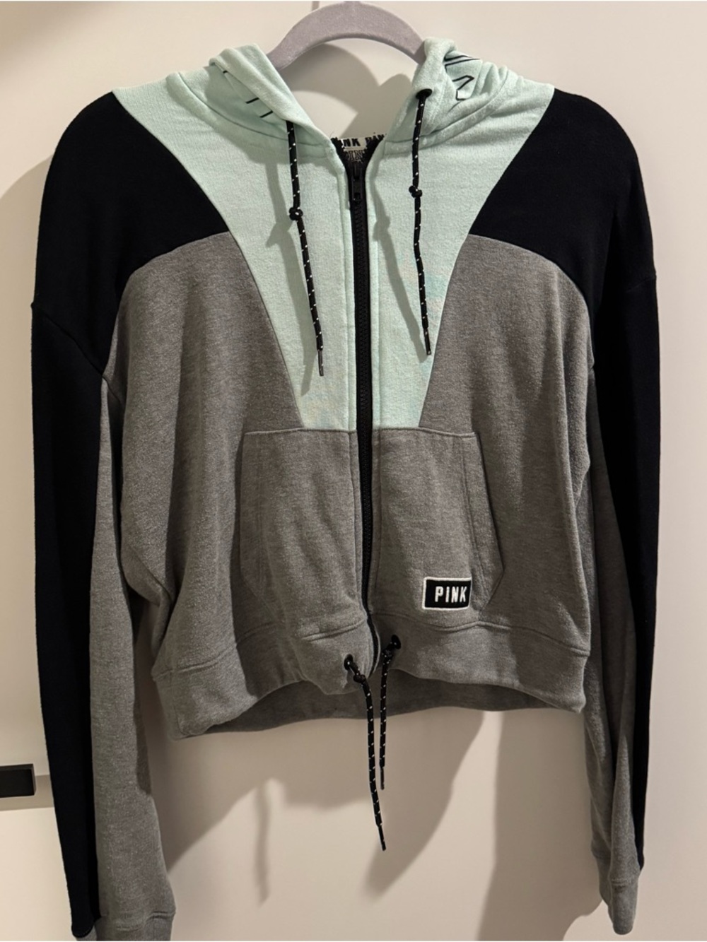 PINK Victoria's Secret Mint, Gray & Black Zip Hoodie